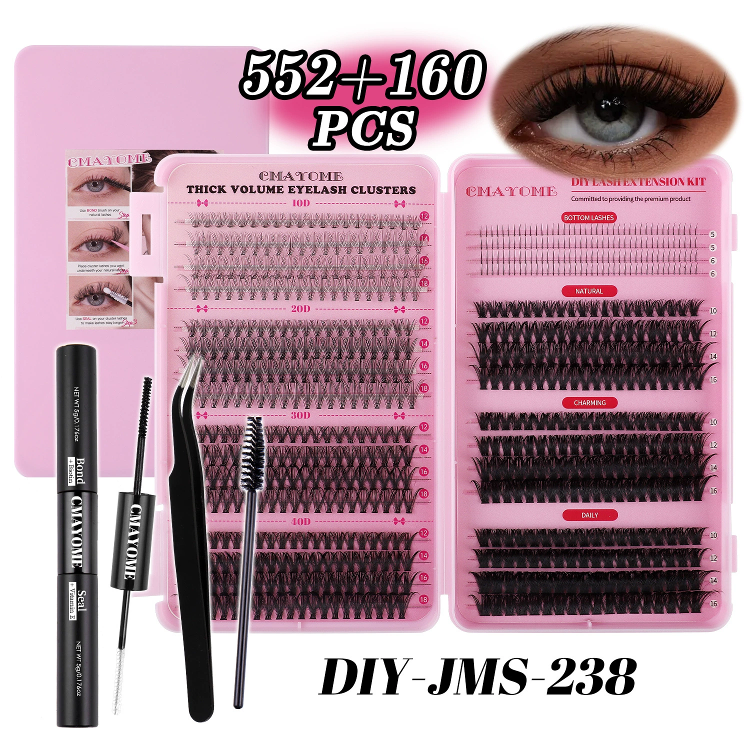 Dense False Eyelash Set DIY, Individual Cluster Lashes 16 mm — Multi‑configuration Kits