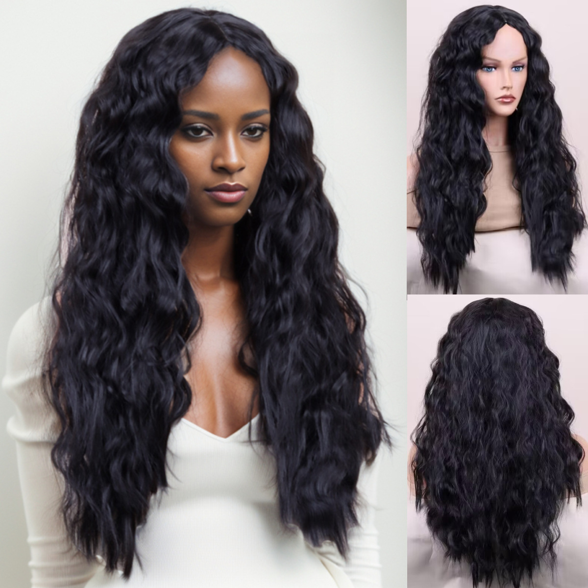 Hot Selling European and American Wigs for Women Black Small Curly Wavy Fiber High Temperature Resistant African Wigs Hair Wig Cornrows