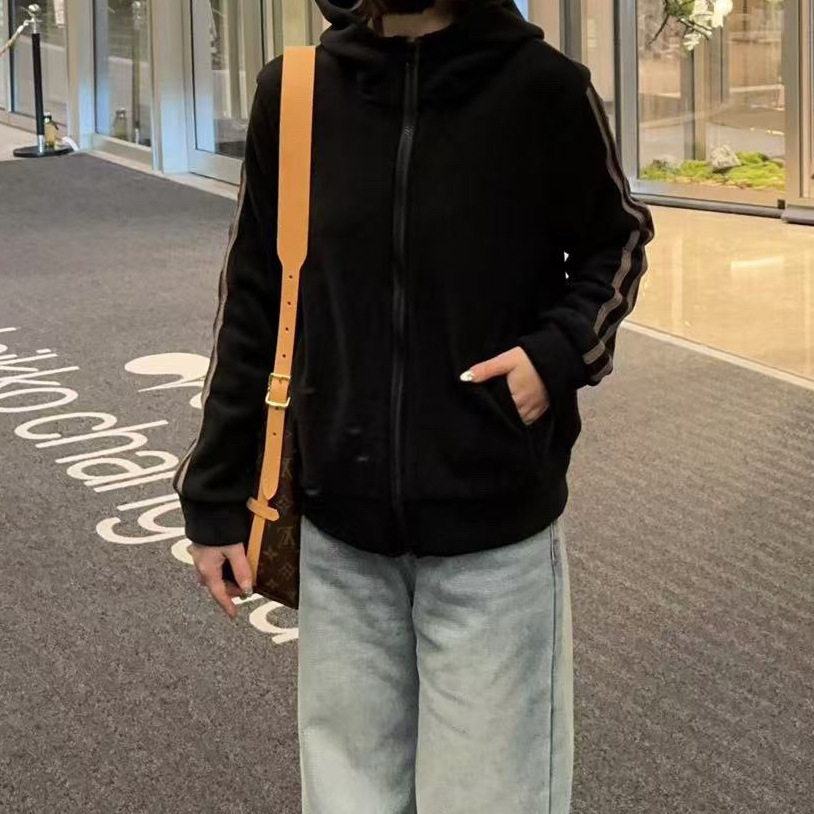 겨울 방풍 후드 양면 양털 캐주얼 재킷 리본 지퍼 패션 재킷 직접 판매