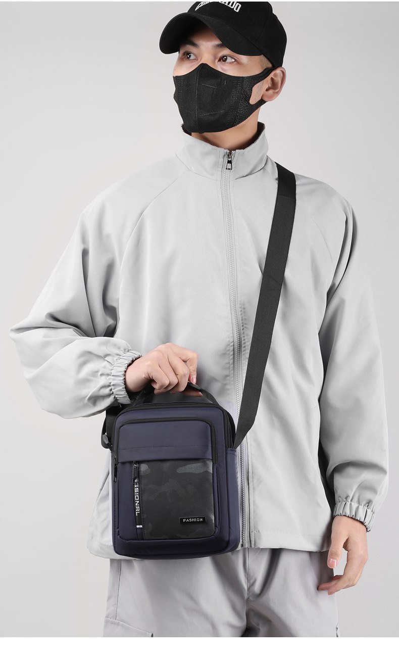 Men's trendy and simple single-shoulder bag, nylon waterproof casual crossbody bag, cash register outdoor travel bag factory direct sales undefined