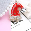 Cute boys and girls dripping oil inlaid Christmas hats Styling brooch Dominged Packing Red chest jewelry independently