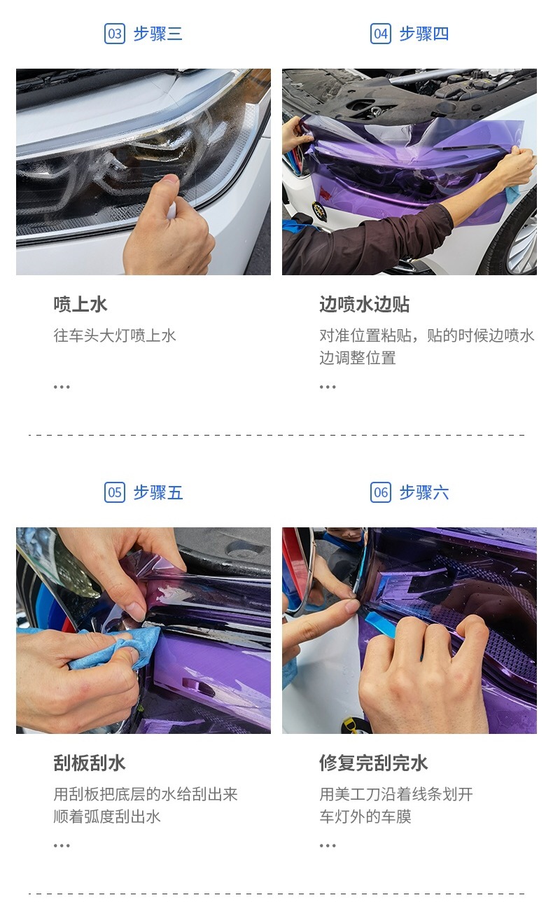 Car Headlight Film Imported Tpu Light-Controlled Blackened Headlight Rear Taillight Color-Changing Car Light Film Protective Taillight Film