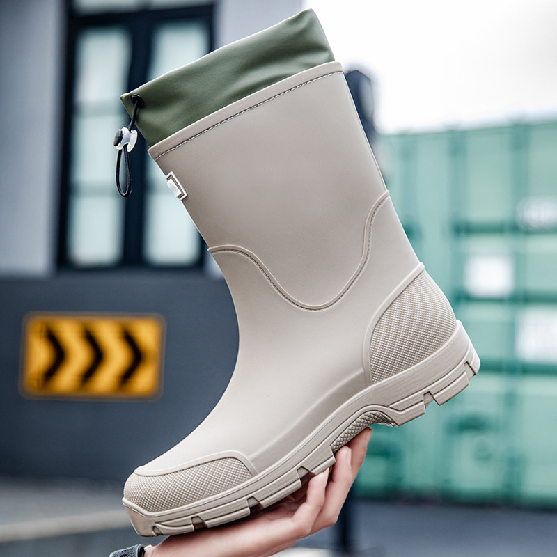 Botas de Lluvia de Caña Media Plástico y Suela de PVC Impermeable Ligero Antipolvo para Actividades al Aire Libre