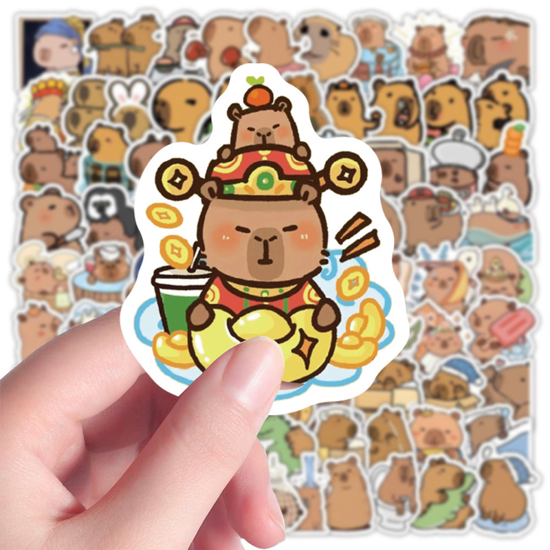 100 cute cartoon stickers kapibala capybara explosions high color value diy decorative mobile phone stickers wholesale