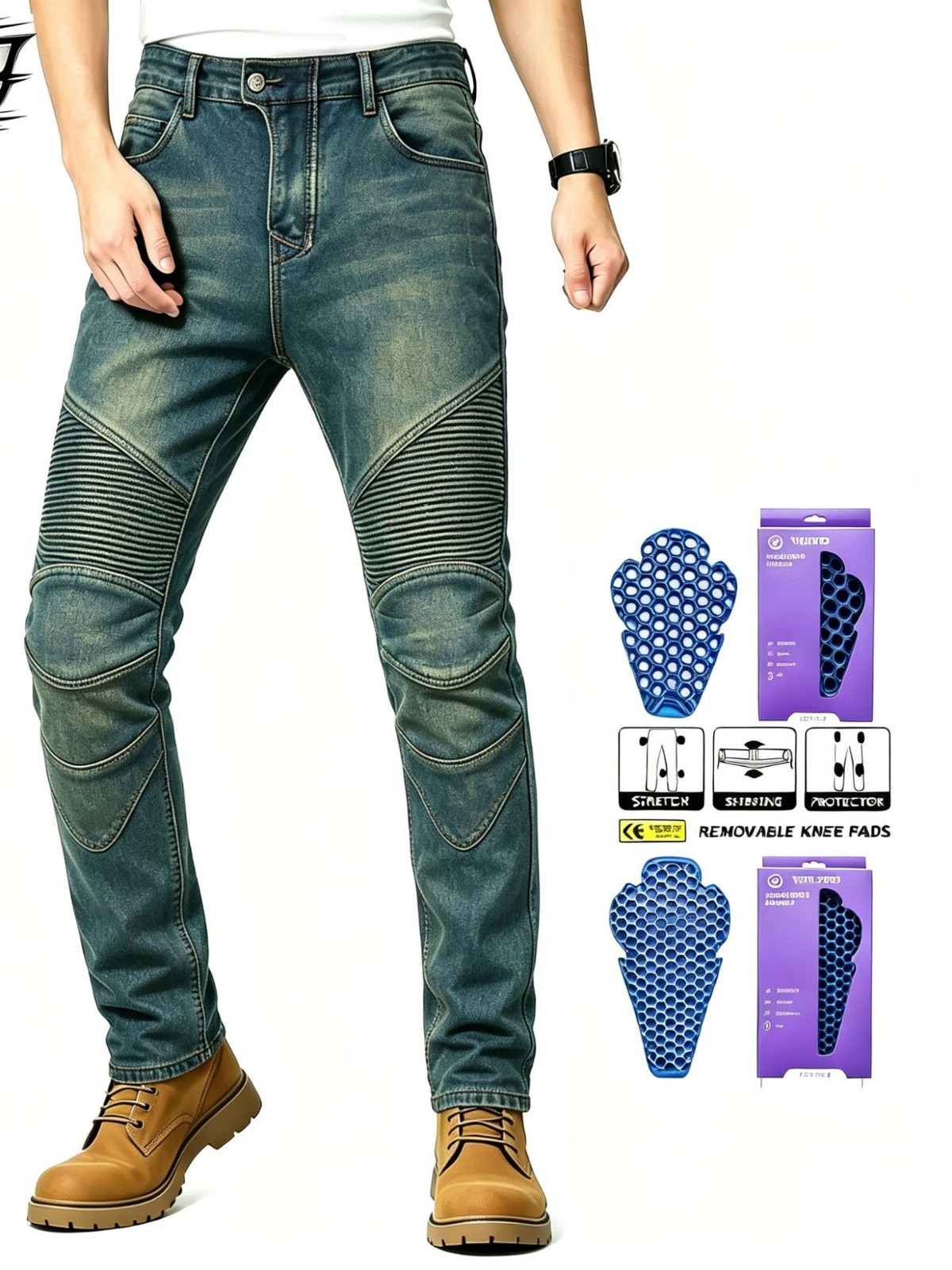 VOLERO motocicleta jeans pantalones de cintura alta para hombres pantalones de montar en motocicleta pantalones de invierno forrados de lana impermeable cálido anti-caída Pantalones