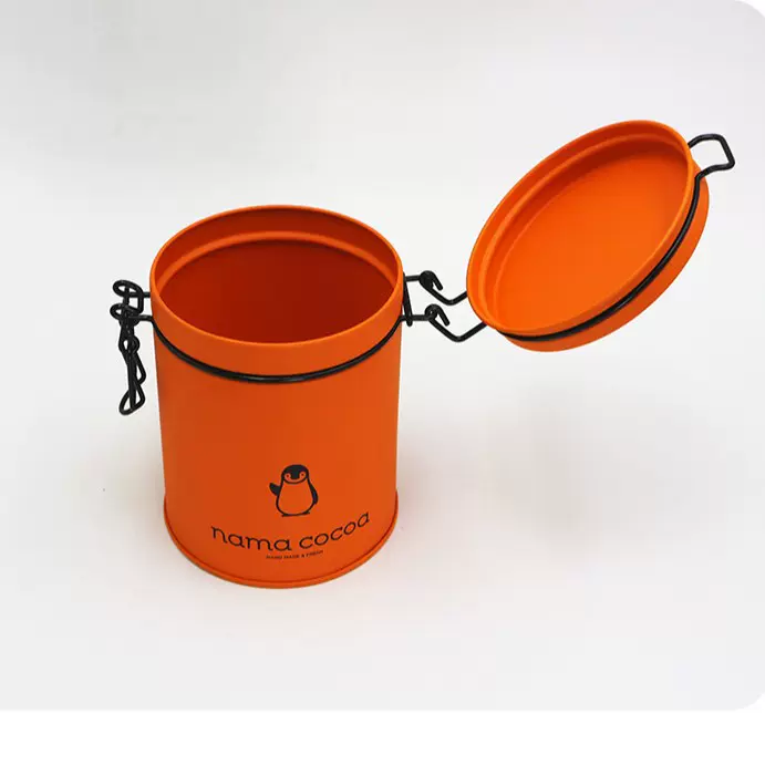 马口铁圆形收纳铁罐带扣密封金属空罐子咖啡豆茶叶食品储存铁罐