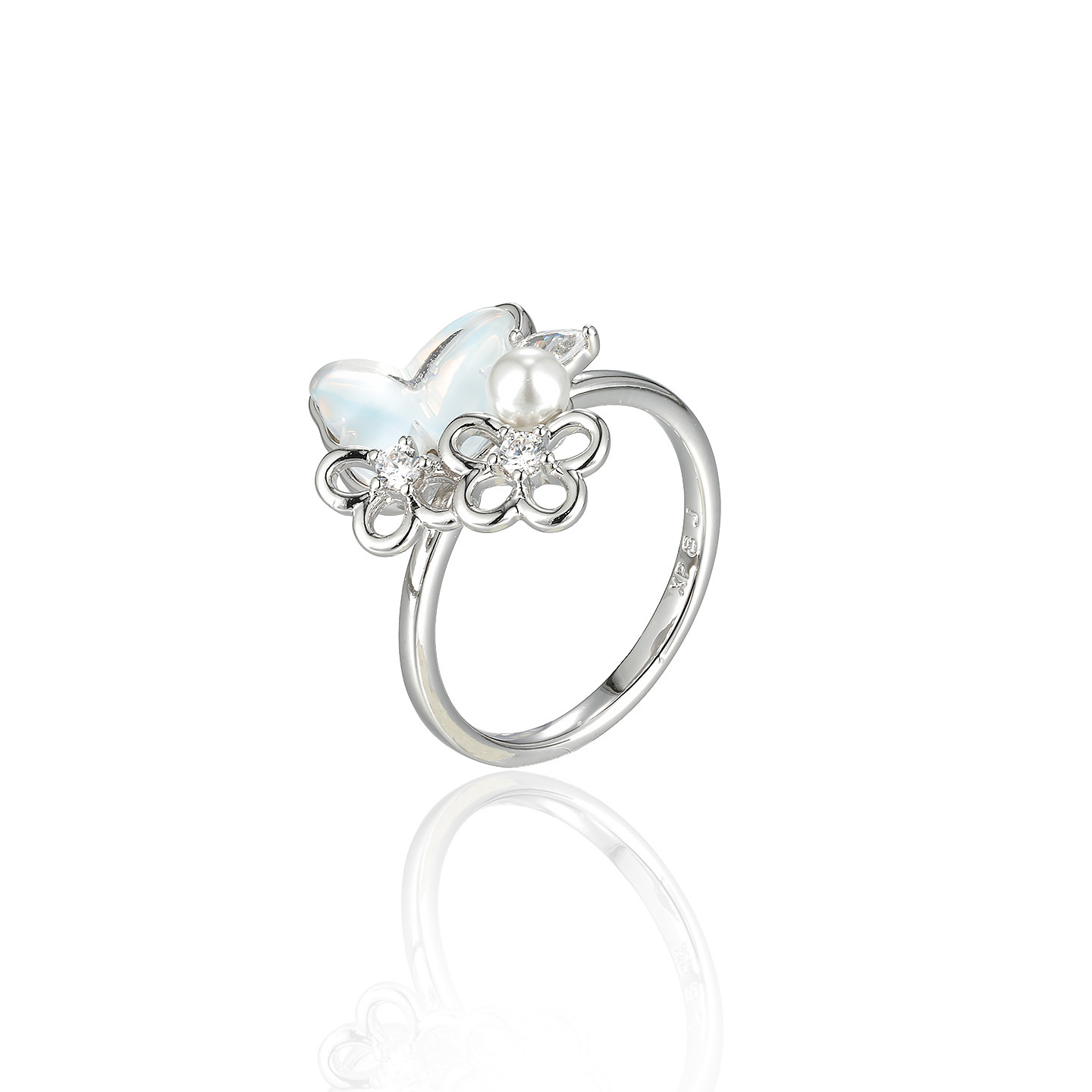 Xuping Mocha piedra mariposa imitación de anillo de perla de moda dulce viento de verano pequeño anillo fresco joyería transfronteriza al por mayor