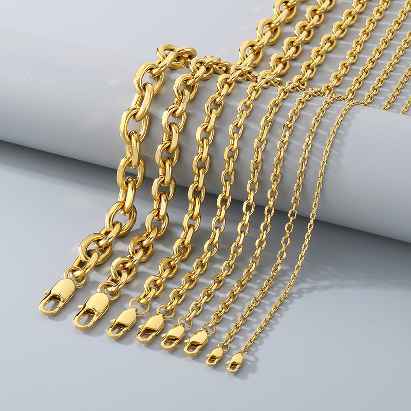 欧美热销太角链项链 百搭不锈钢日字扣O字链时尚简约嘻哈男士手链