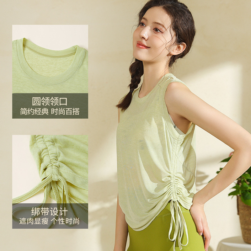 European and American New Style Mesh Quick-Drying Yoga Vest for Women, Breathable Sports Fitness Cover-Up, Sleeveless Loose Sports Top