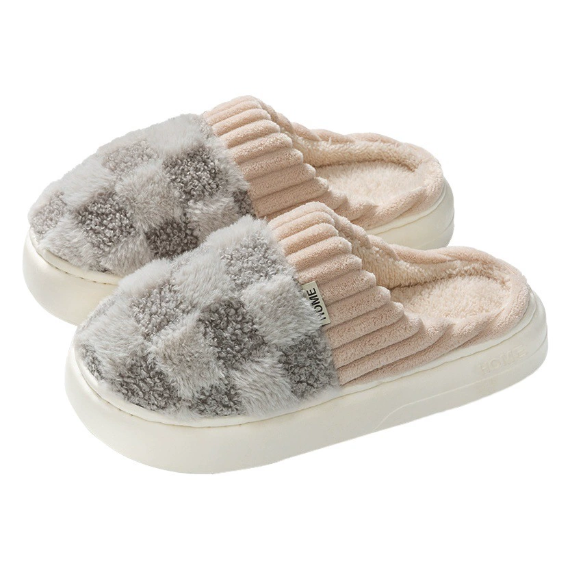 Женские плюшевые тапочки, осенне-зимние домашние теплые туфли на флисовой подкладке, ограничители, парные хлопковые тапочки на толстой подошве оптом