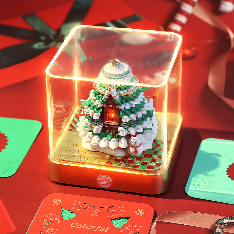 2026年卓上カレンダー クリスマスギフト 新年ギフト 3D立体メモ クリスマスツリーハウス ペーパーカービング飾り カレンダー|undefined
