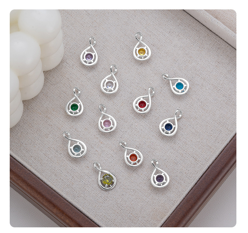 Pendant Jewelry Making Type 1 Piece 10.1*17.2mm 925 Sterling Silver Zircon Geometric Polished Pendant