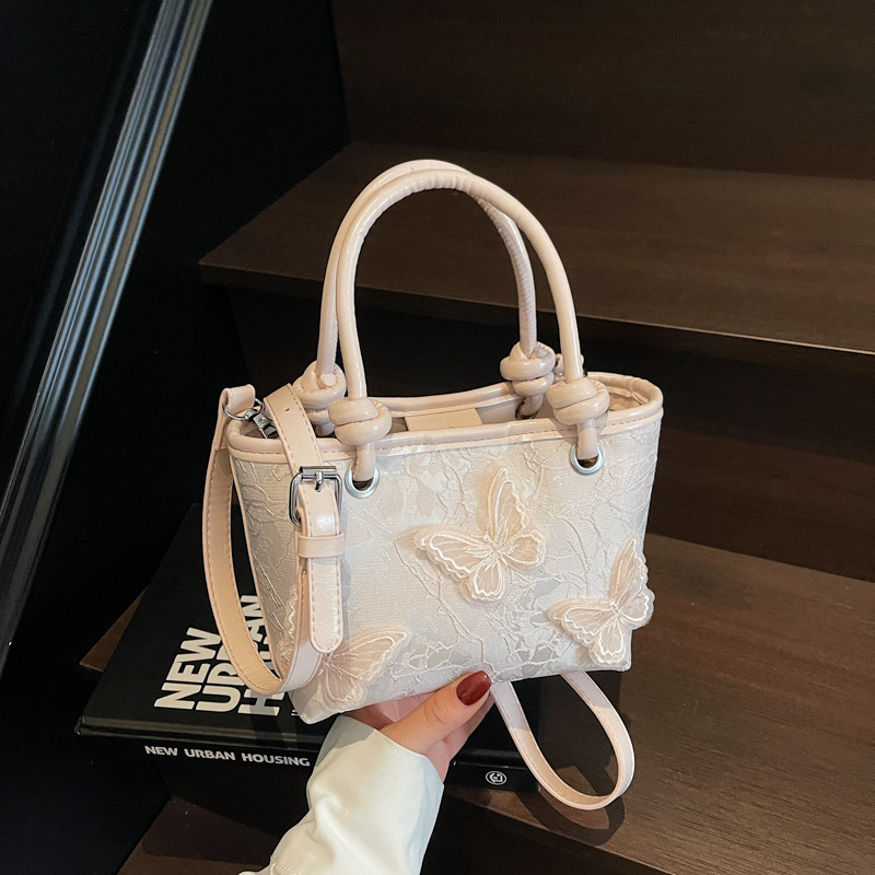 Nuevo bolso de estilo chino 2025 primavera y verano nuevo bolso de hombro de estilo chino fresco bolso de mensajero de mariposa de encaje mujer