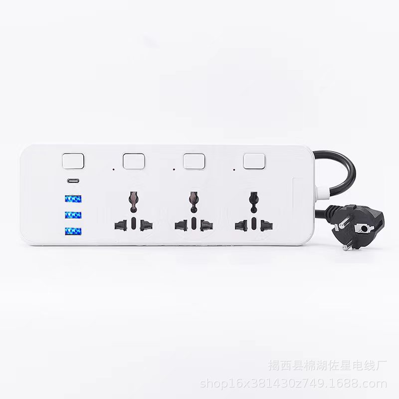 Enchufe de exportación de comercio exterior, placa enchufable USB, interruptor independiente multifuncional para el hogar, estándar británico, estándar europeo, americano, con tira de enchufe de cable
