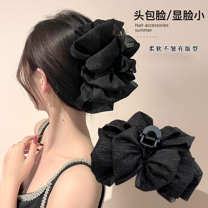 블랙 샤이닝 버블 집게핀 13cm
