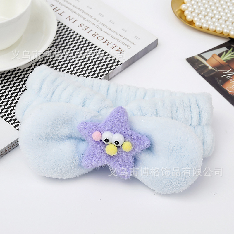 Corea del Sur de dibujos animados banda de pelo diadema para las niñas cara de lavado banda de pelo lindo oso de peluche cabeza estrella banda de pelo al por mayor