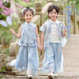 男女童夏季新款国风改良唐装阔腿裤新中式古风超仙汉服六一表演服