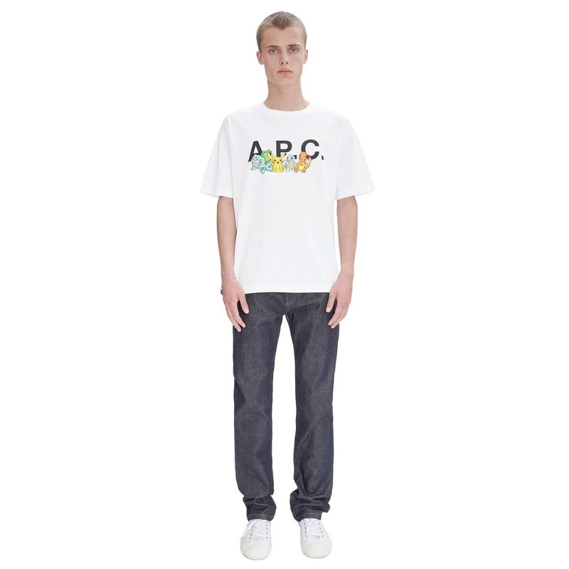 New APC Japanese and Korean popular Pikachu pattern pure cotton regular size T-shirt, unisex couple shirt, short sleeve New APC Japanese and Korean popular Pikachu pattern pure cotton regular size T-shirt, unisex couple shirt, short sleeve