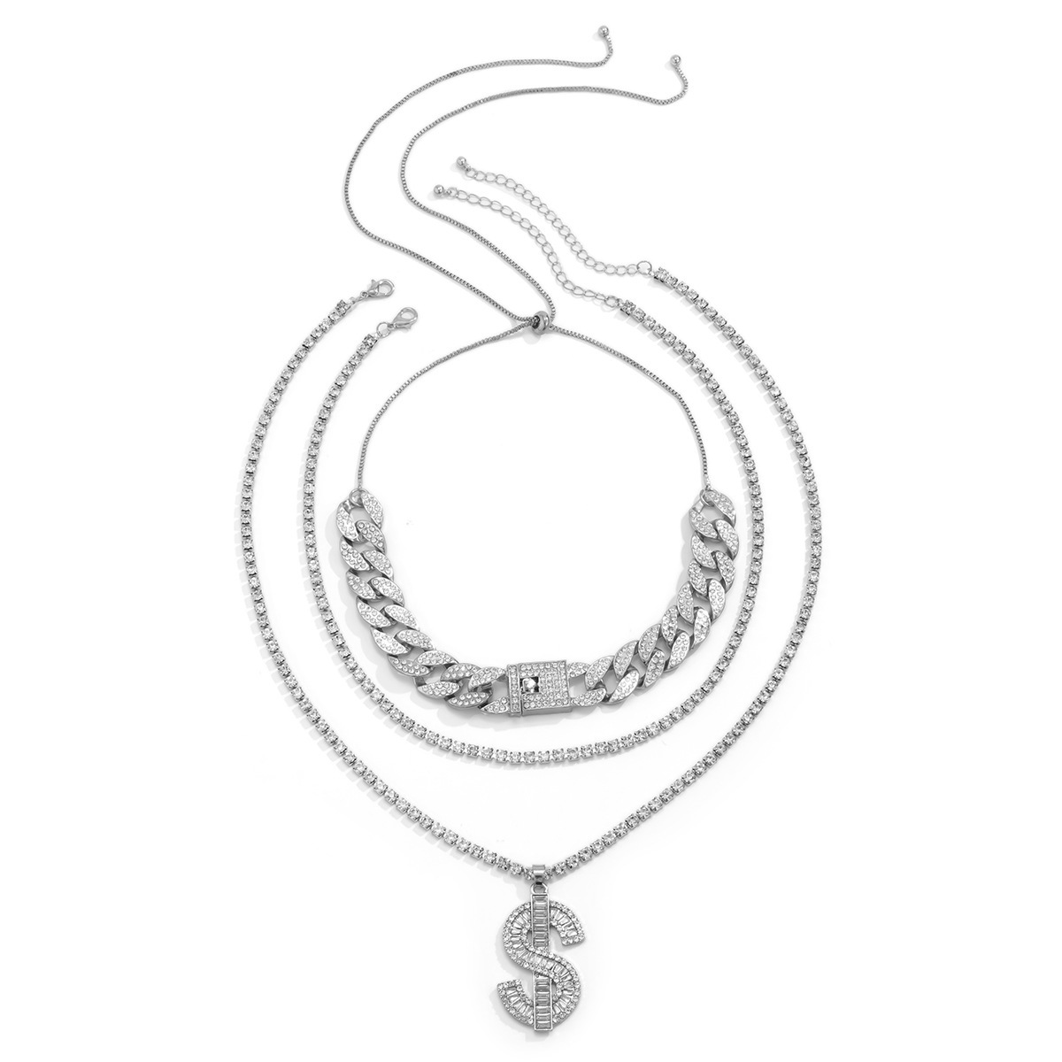 Heart Shape Hip-Hop Retro Alloy Layered Necklaces Wholesale display picture 9