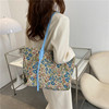 Capacious trend universal fashionable one-shoulder bag for leisure, bright catchy style, flowered