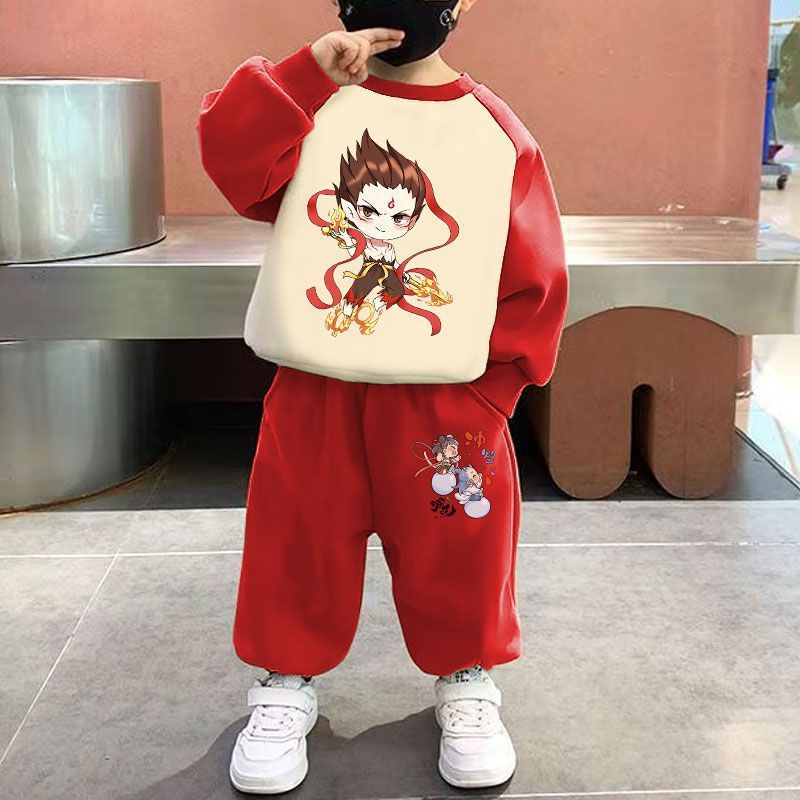 哪吒魔童闹海儿童卫衣套装国潮动漫男女童2025春秋装新款休闲宽松|undefined