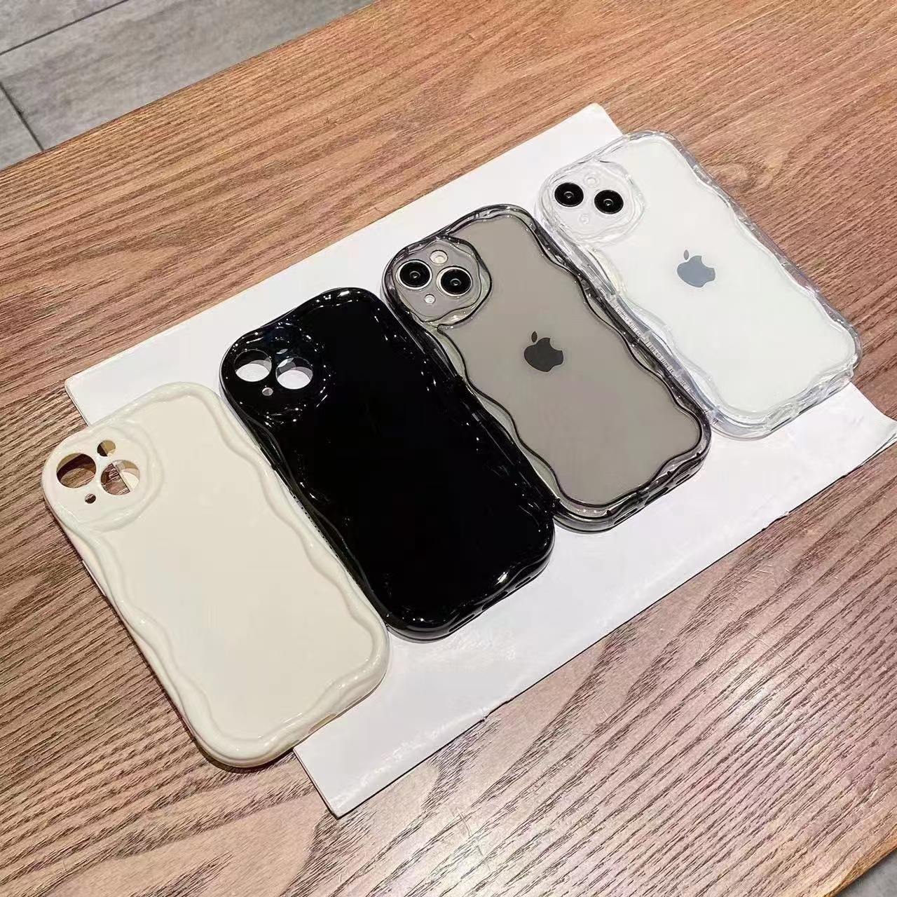 Funda de crema transparente para carcasa de teléfono móvil 16promax Europa y América Apple 15 anti-caída 14 Japón y Corea 13pro/12 color sólido