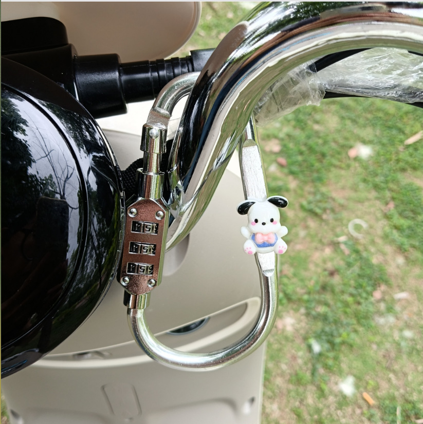Cute Cartoon Electric Vehicle Helmet Password Lock Motorcycle Scooter Mountain Bike Anti-Theft Lock Bike Basket