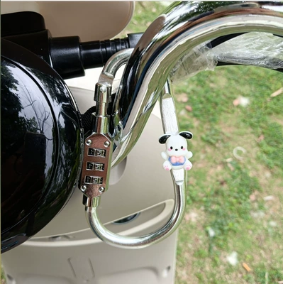 Lock Bike Basket, Helmet lock - large-size-silver-resin-sitting-dog