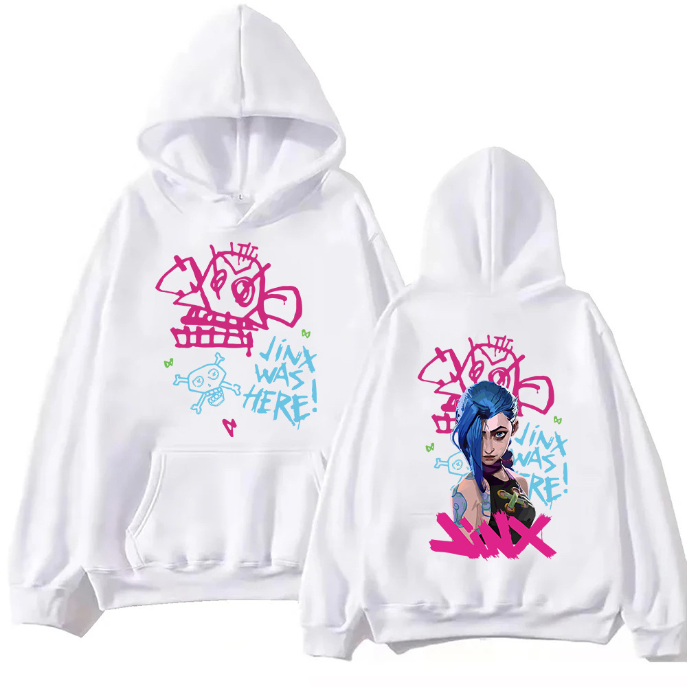 Arcane-Jinx Hoodie Harajuku Hip Hop Pullover Aesthetic Clot