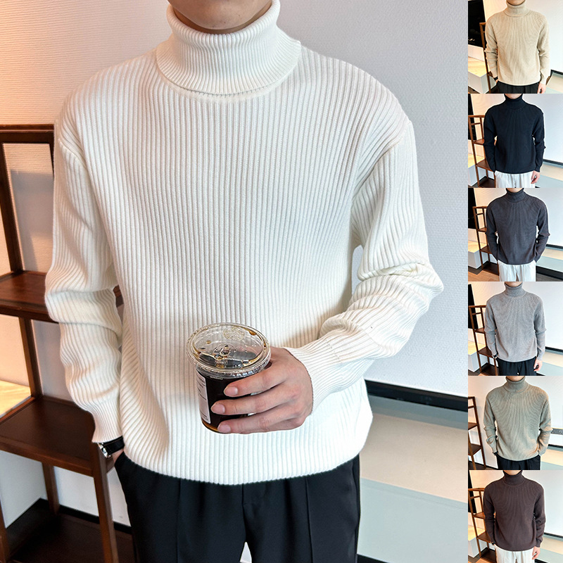 7色高领针织衫毛衣男纯色西装内搭轻熟风商务打底衫外贸跨境批发