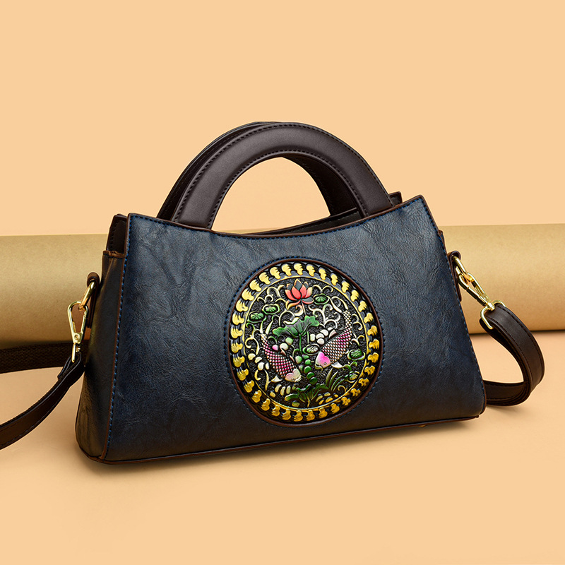 Bolso de mujer 2023 nuevo estilo nacional artístico costura moda mujer bolsa de sillín portátil hombro bolsa de mensajero al por mayor