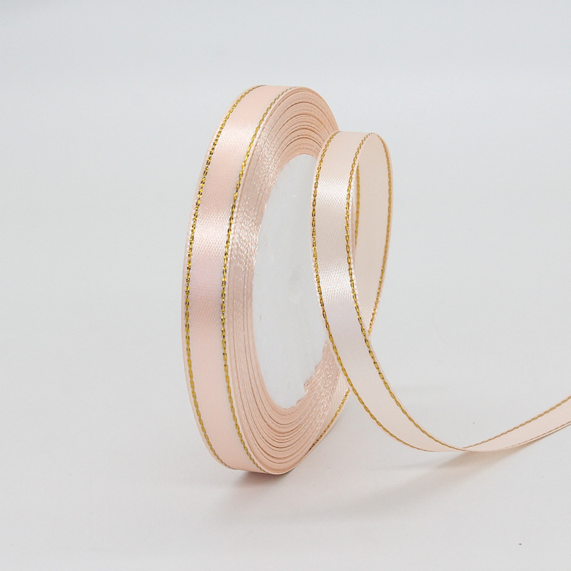 Fábrica al por mayor 1cm borde dorado cinta caja de regalo embalaje cinta headwear accesorios Ropa Accesorios cinta en stock