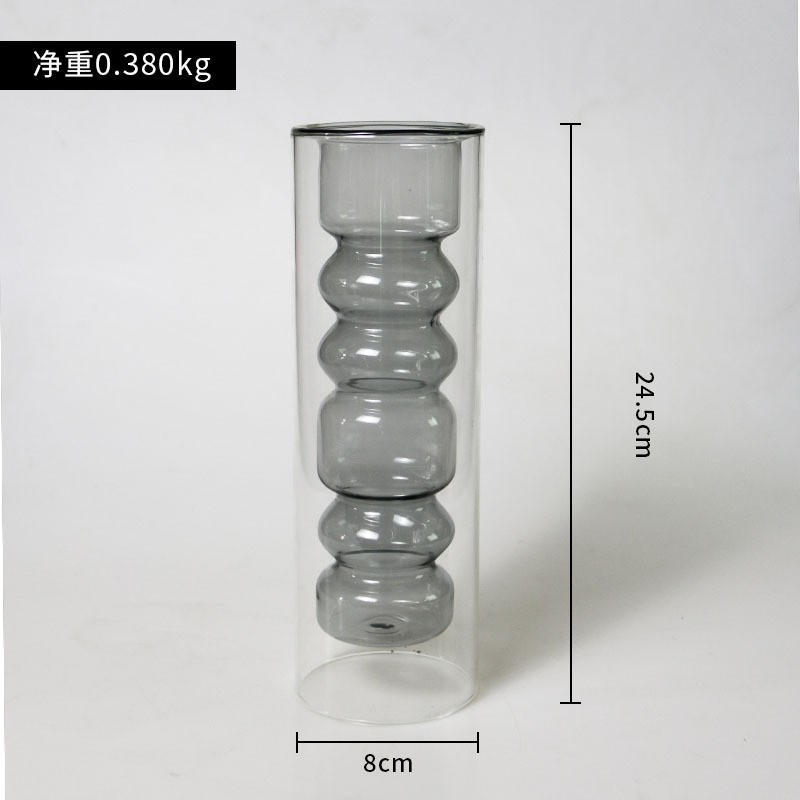 Nórdico simple doble capa colorido arreglo floral florero de vidrio sala de estar decoración escritorio creativo personalizado hidropónico decorativo florero