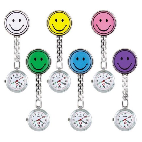 Factory wholesale smiling nurse watch round multi-color nurse watch for students boys and girls exam pocket watch medical wall clock necklace watch