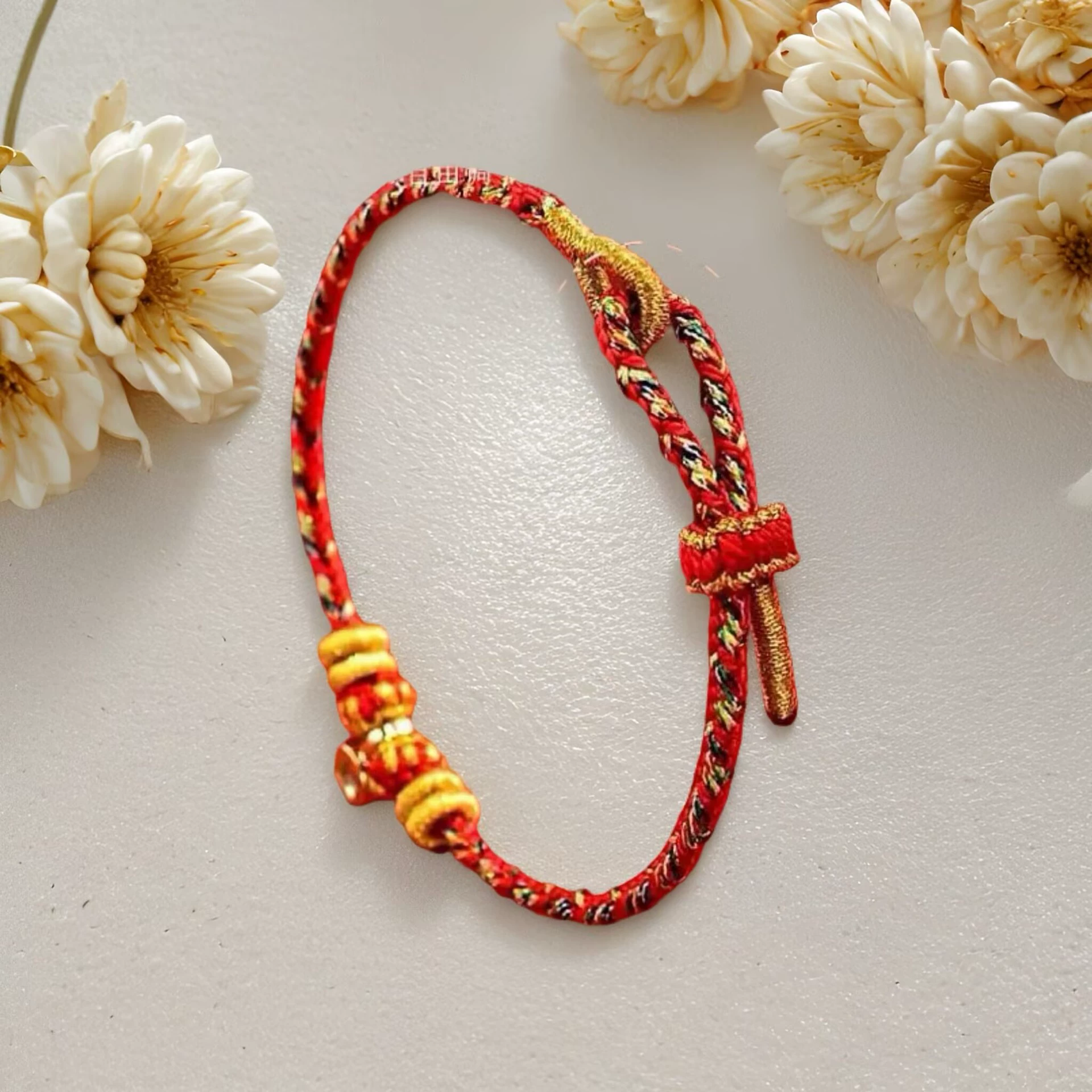 П Birthday charm, woven red rope bracelet, Birthday gift