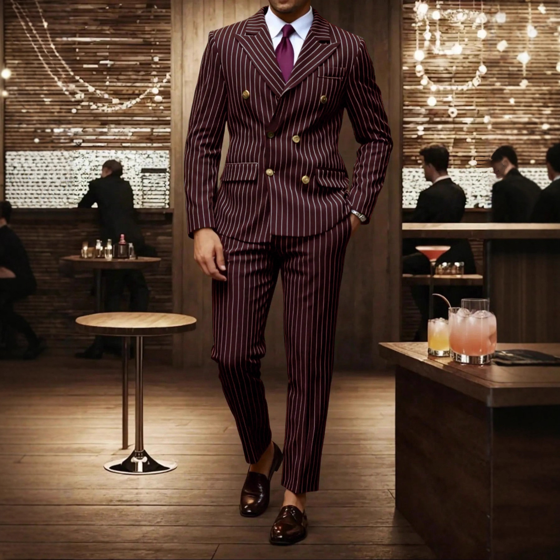 2026 Cross-border European American Suits, Men's Striped Suits Trousers For Business, Dinner, And Wedding 241014_voghion.com