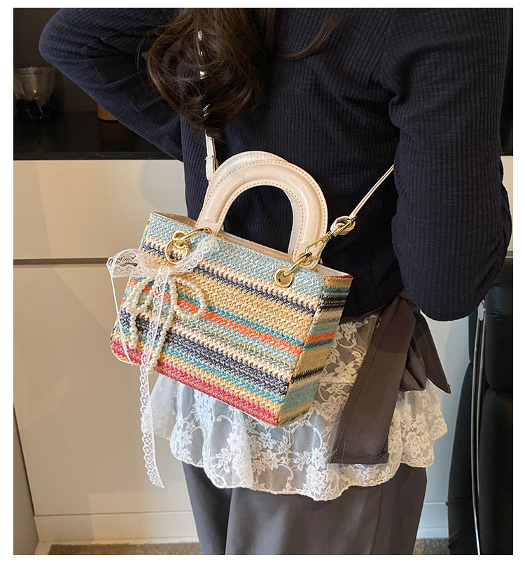 Femmes Faux Cuir Arc-En-Ciel Vêtement De Rue Paille Carré Fermeture Éclair Sac Diane display picture 1