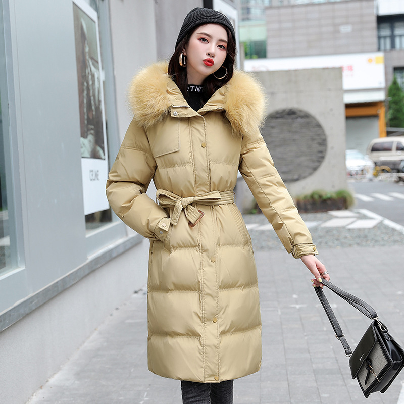 Down cotton winter-proof clothing women's 2022 autumn and winter Korean version of extended wool collar plus size clothing slim cotton-padded jacket generation