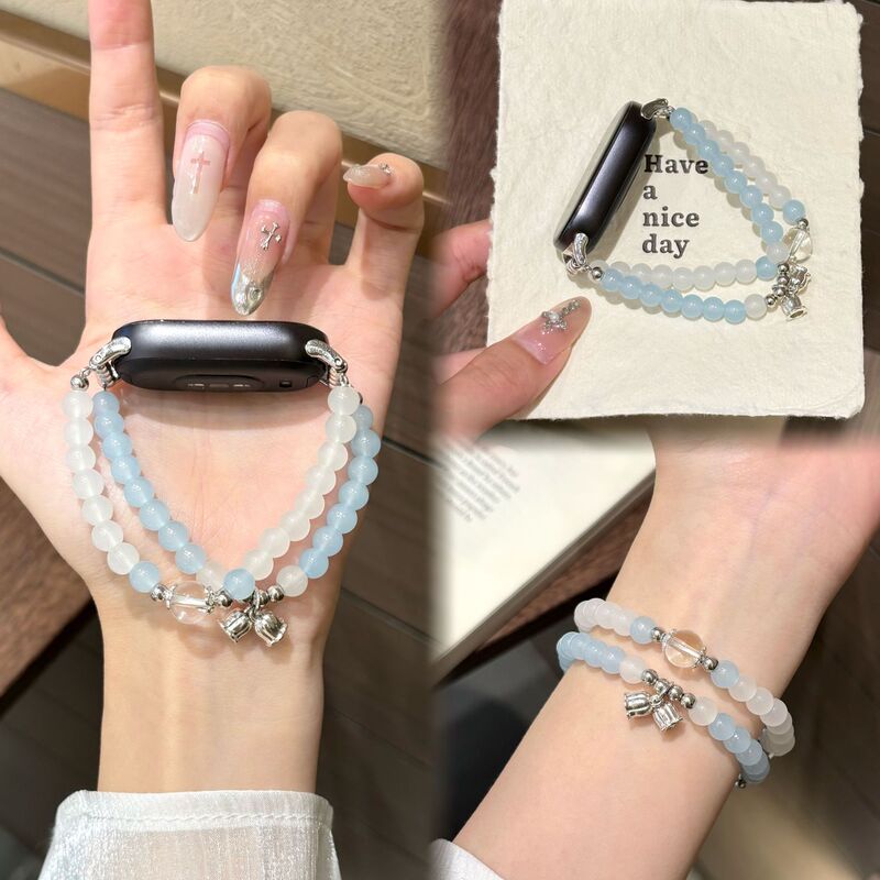 Suitable for Xiaomi 9Pro/8Pro/Redmi Watch4/5 Summer Fresh Blue and White Double-Layer Beaded Bracelet Suitable for Xiaomi 9Pro/8Pro/Redmi Watch4/5 Summer Fresh Blue and White Double-Layer Beaded Bracelet