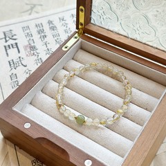巧恩珠宝天然金发晶和田碧玉青玉老型珠暴力招财手链黄发晶批发
