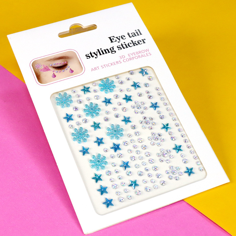 Pegatinas de Pedrería para Maquillaje Facial y Ojos de Resina Autoadhesivo Brillante para Maquillaje Facial y Ojos