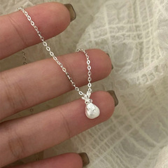 蒂奇S999纯银国风拉丝小福袋项链女精致设计感蝴蝶结钱袋锁骨链潮
