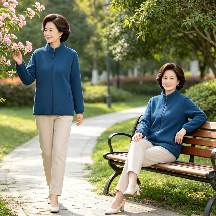 Autumn and winter outdoor fleece jacket for women, thickened fleece top, coat for mothers, loose-fitting sweatshirt, windbreaker jacket Autumn and winter outdoor fleece jacket for women, thickened fleece top, coat for mothers, loose-fitting sweatshirt, windbreaker jacket