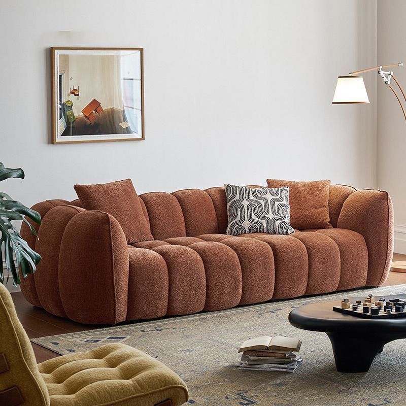 Cute Pumpkin Sofa French Cream Style Retro Fabric Sofa Modern Living Room Straight Row Simple Creative Sofa