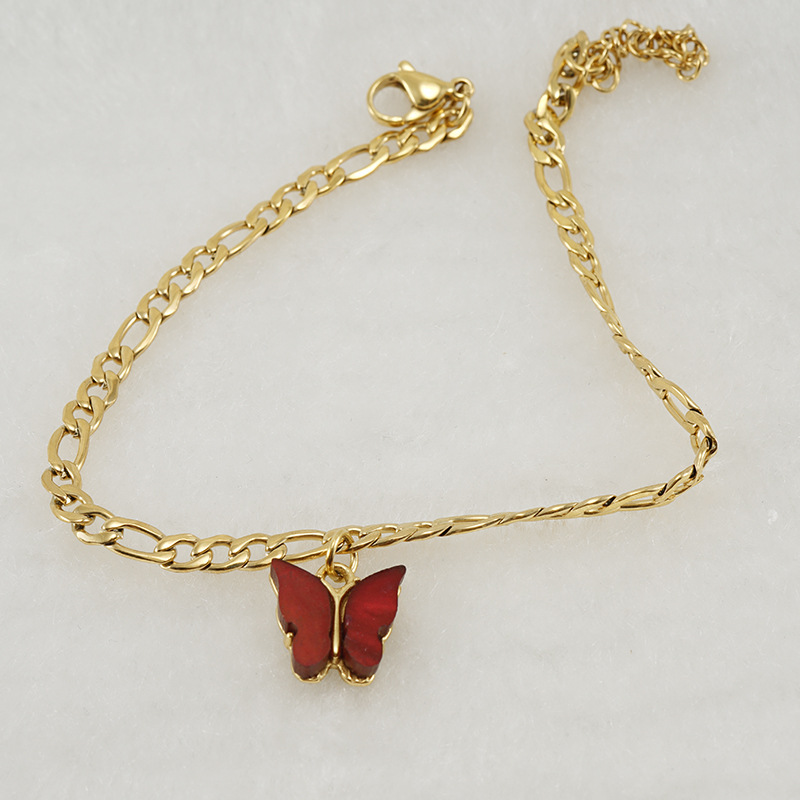 9g Weight PVD Coated Gold Plating Process 18K Gold Plated Plating Material Wholesale Jewelry Simple Style Bow Knot 304 Stainless Steel Zircon 18K Gold Plated Plating Anklet