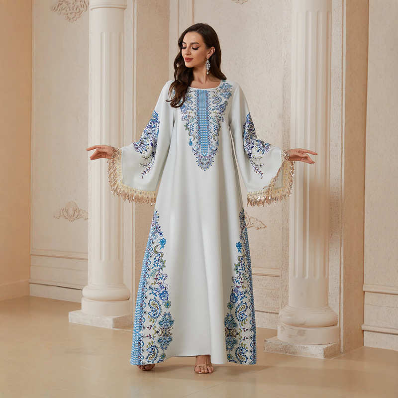 SW2612 European and American cross-border women's long-sleeved elegant robe dress, in stock