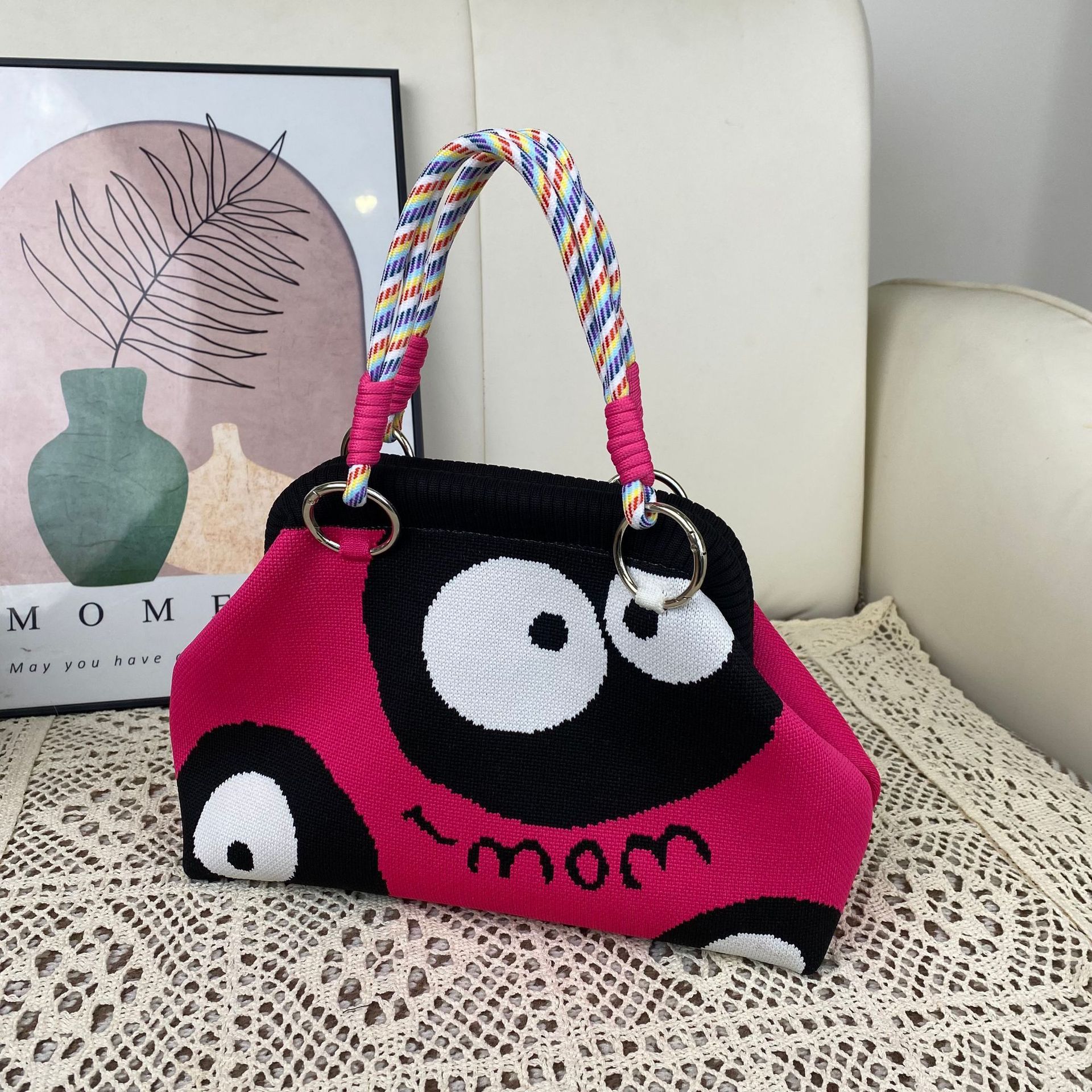Coreano ins zhong nicho lindo bolso de teléfono móvil de punto nuevo bolso de punto bolso de cambio de mujer bolso de bolso de galleta bolso de bolso nuevo