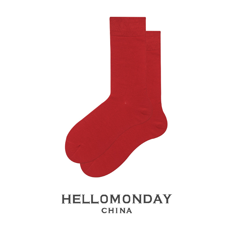 34012 Zhuji calcetines de dopamina de color sólido medias de hombre mediados de la pantorrilla ins moda estilo preppy mujeres retro japonesas