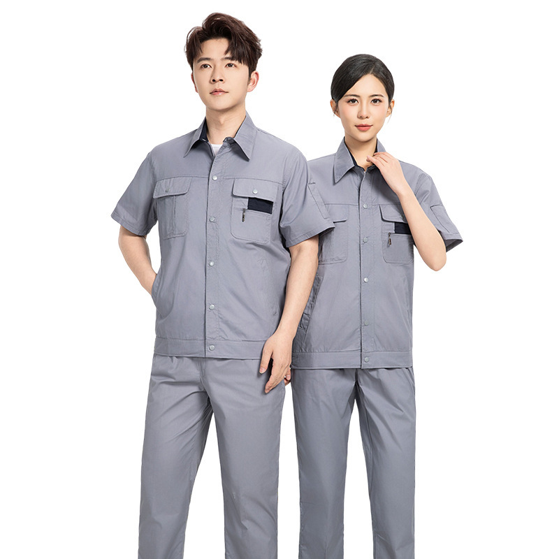 夏薄い長袖と半袖作業服スーツ吸湿性通気性耐摩耗性工場ワークショップ自動車修理作業服卸売|undefined
