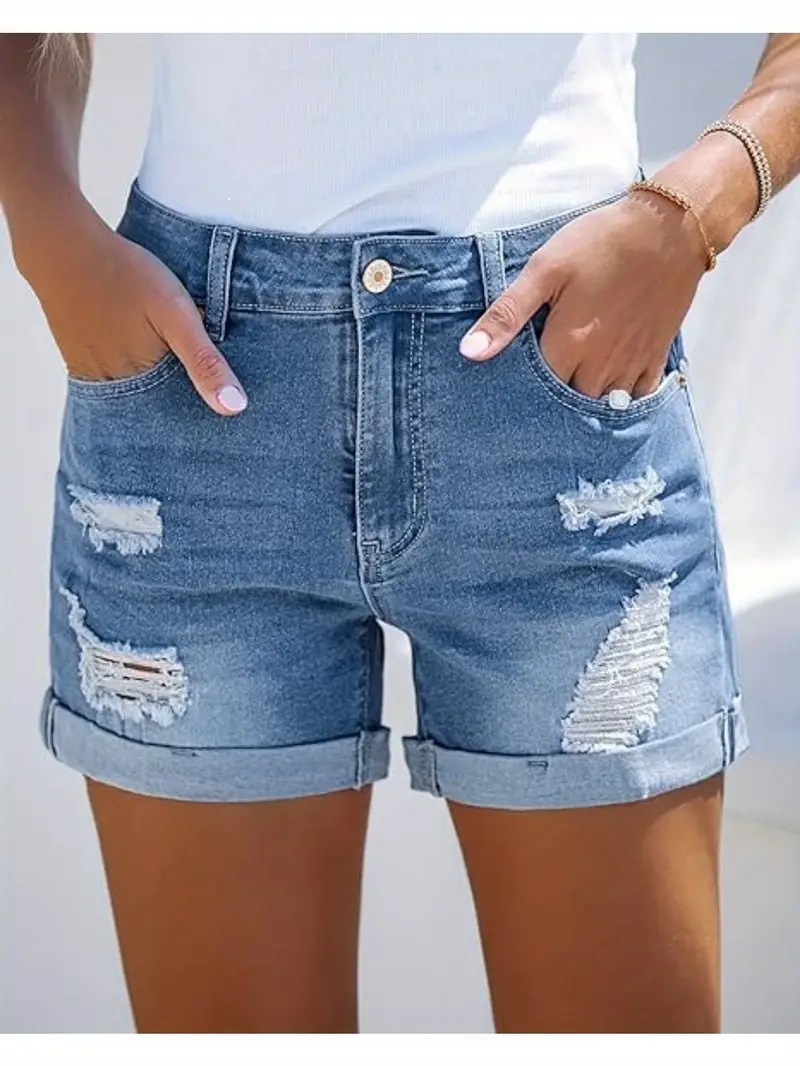 Spot Amazon TEMU jeans para mujer cintura alta cómodos delgados y delgados pantalones cortos de mezclilla casuales rectos de moda